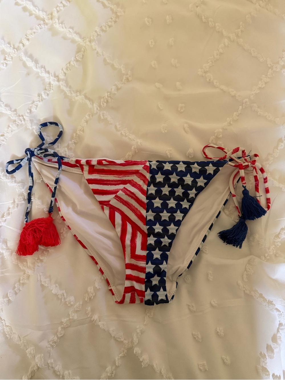 Victoria's Secret Red, White & Blue Star-Stripe Tie-Side Bikini Bottoms